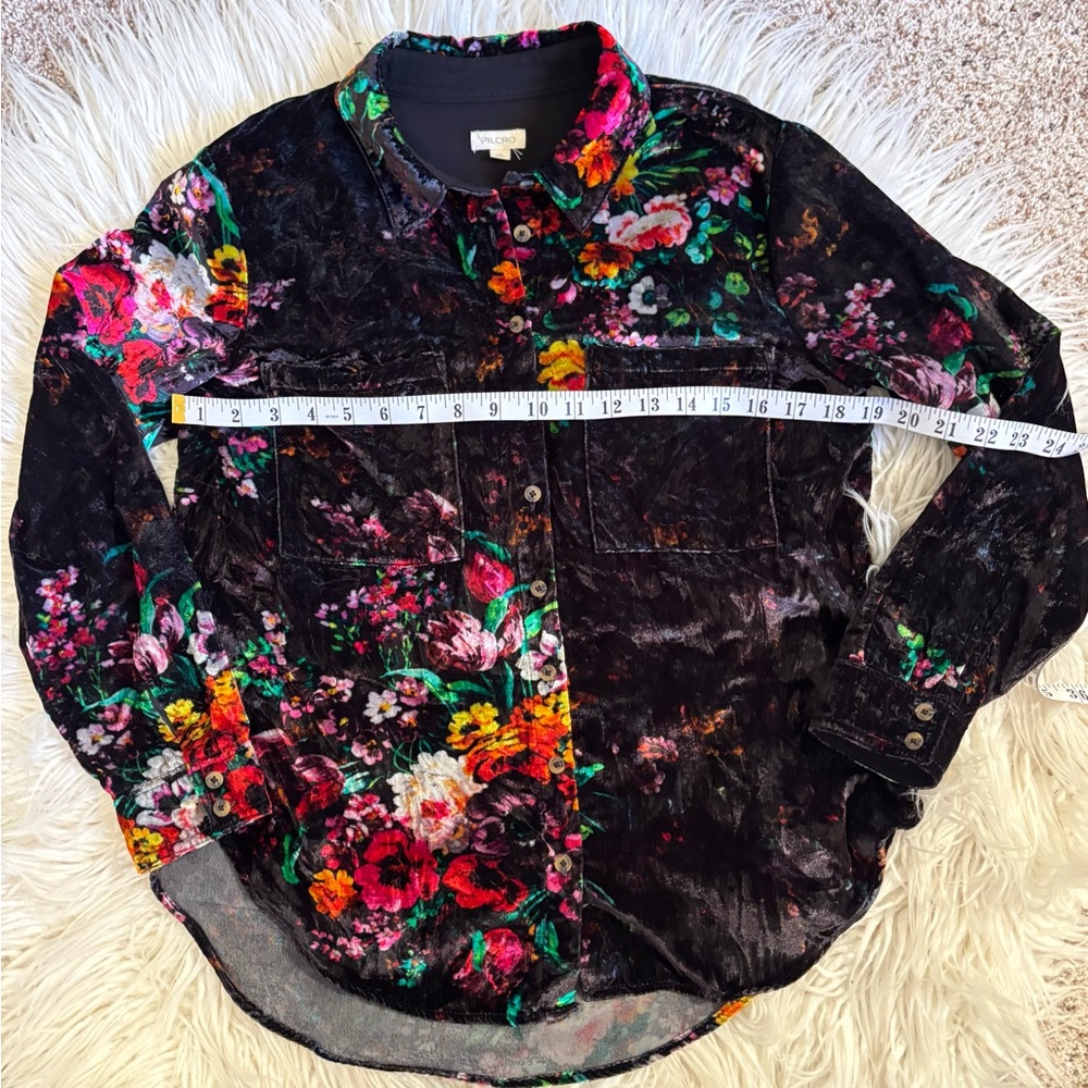 Anthropologie Pilcro Hadley Relaxed Velvet Button Down Shirt Size S EUC - Picture 7 of 10